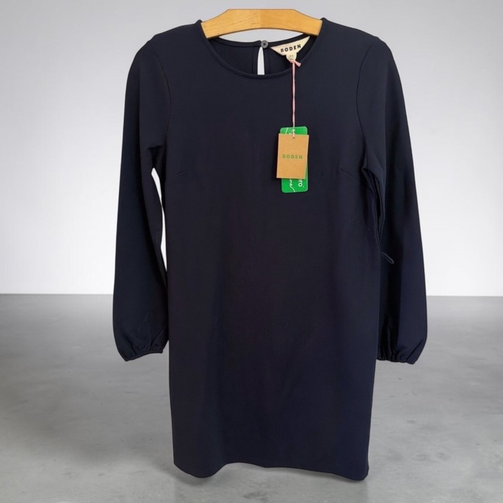 NWT Boden Navy Blue Long Sleeve Shift Dress US 2P Petite